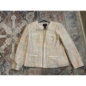 Laura Scott Cream Multicolor Tweed Blazer Sz 12P